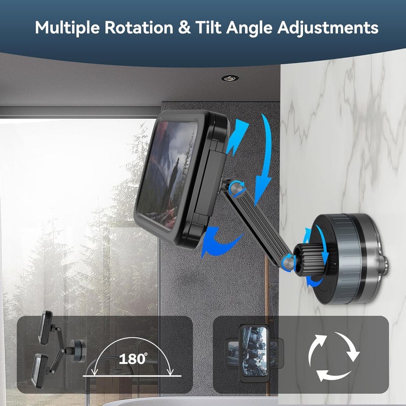 EFEALL Shower Phone Holder Waterproof, 480° Rotating Twist-Lock Suction Phone Holder for Shower, Anti-Fog & Sensitive Touch Screen Case, Fits Smartphone with Case up to 6.9" - Image 2